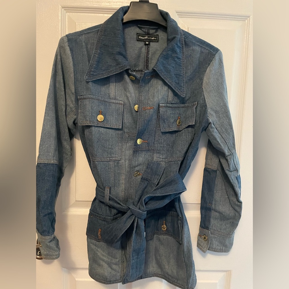 Patchwork denim coat, worn twice